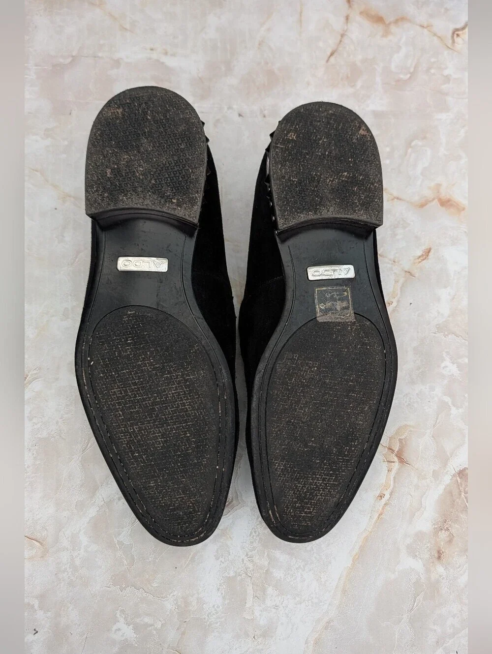 ALDO Men’s Black Suede Slip-On Loafers with Metal Bit Men Sz 10.5
